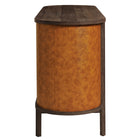 Modway Coralie Curved 71" Vegan Leather Oval TV Stand - Walnut Tan-Hidden Interior Storage
