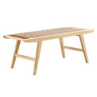 Modway Saoirse 47" Wove Rope Wood Bench - Natural-Double Woven Rope