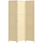 HOMCOM - Séparateur de pièce autoportant à 3 panneaux en bambou ondulé pour chambre, bureau intérieur - bois naturel-Idéal pour créer un espace personnel ou diviser de grandes pièces 
