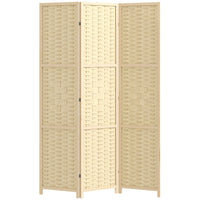 HOMCOM - Séparateur de pièce autoportant à 3 panneaux en bambou ondulé pour chambre, bureau intérieur - bois naturel-Idéal pour créer un espace personnel ou diviser de grandes pièces 
