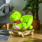 Qaba - Poussette dinosaure en peluche et cheval à bascule 2 en 1 pour tout-petits-Construit sur une base en bois robuste, avec un cadre en acier renforcé et recouvert de w avec une couverture en peluche douce 