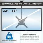 Mount-It! - Support TV plafonnier réglable en hauteur et entièrement articulé-Prend en charge les normes VESA de 100 x 100 à 400 x 400 pour une compatibilité étendue