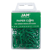 JAM Paper Colourful Standard Paper Clips - 1"- Green - 100 Pack-Colour: Green 