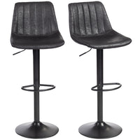 HOMCOM - Tabourets de bar pivotants réglables en cuir synthétique avec dossier - noir - paquet de 2-Ensemble de deux chaises pour un look élégant et coordonné 
