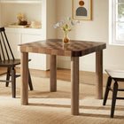 Modway Oscar 36" Square Checkered Dining Table - Walnut and Dark Walnut-Chess or Checkers Game Table