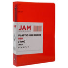 JAM Paper - Mini classeur en plastique de 2 -5 cm - rouge - 3 anneaux-Couleur : Rouge | Soyez élégant et organisé avec des classeurs colourés