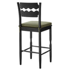 Modway Jax Oak Wood Bar Stool With Wavy Razor Back and Cushion - Black Sage-Sturdy Side Stretchers
