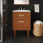 Modway Cassia 24" Bathroom Vanity - Natural/White-Spacious Bottom Drawer