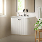 Modway - Zia Support mural de 24" Meuble de salle de bain avec lavabo en marbre - Ivoire-Trous de robinet étendus de 8"