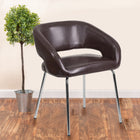Flash Furniture Fusion Series Contemporary Brown Leather Side Reception Chair-Plastic Floor Glides