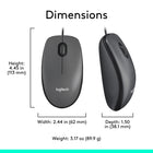 Logitech M100 Wired USB Ambidextrous Mouse - Grey-8
