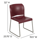 Flash Furniture HERCULES Series Burgundy Full Back Contoured Stack Chair with Grey Powder Coated Sled Base-Ships Fully Assembled