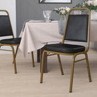 Flash Furniture – Chaise banquet empilable HERCULES à dossier trapèze, siège 2,5 po, doré, vinyle noir (FDBHF1AGBK)-Siège et dossier rembourrés