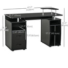 HOMCOM 47.2" Computer Desk with Keyboard Tray - Black-2 holes in each cabinet for easy access to cords for wire management