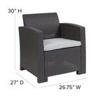 Flash Furniture Chaise en fausse rotin gris foncé avec coussin gris clair tout temps-Structure de cadre en résine durable