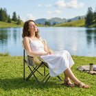 Outsunny Lightweight Camping Chair for Adults-Solid triangle steel frame gives the camping chair reliable support  