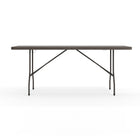Flash Furniture 30"W x 72"L Bi-Fold Brown Wood Grain Plastic Folding Table with Carrying Handle-Seats up to 8 Adults