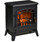 HOMCOM 14" 750/1500W Freestanding Electric Fireplace Heater - Black-Freestanding electric fireplace with transparent tempered glass front for better viewing 