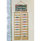 Teacher Created Resources File Storage 10 Pocket Chart - 14" x 58" - Burlap Design-Hangs easily from sturdy, metal grommets