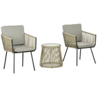 Outsunny - ensemble de mobilier de patio en rotin 3 pièces - café et gris clair-Ensemble de trois pièces, comprend deux chaises et une table assortie 
