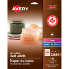 Avery Glossy Oval Labels - 1-1/2" x 2-1/2" - Clear - 144 Labels-Transparent Clear Oval Labels