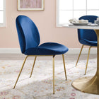 Modway - Scoop Jambe en acier inoxydable doré Performance Velvet Chaise à manger - Marine-Rembourrage en velours polyester Performance