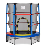 Outsunny Kids Trampoline with Enclosure Net - 55" Dia. - Multi-Coloured-Provide your child with hours of bouncing fun with this trampoline 