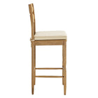 Modway - Jax Bois de chêne Tabouret de bar avec dossier ondulé en rasoir et coussin in Rayure d’avoine en chêne usé-Conception sans bras