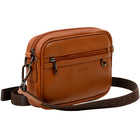CHAMPS Onyx Collection Leather Camera Bag - Brown-Front zipper