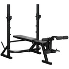 Soozier Weight Bench with Squat Racks - Leg Developer - Weight Plate Stand-Adjustable bar support with 3 height levels: 43.3", 45.3", 47.2" (110 cm, 115 cm, 120 cm) 