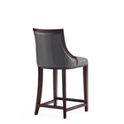 Manhattan Comfort - Tabouret de comptoir Fifth Avenue 19" traditionnel rembourré en similicuir - gris galet - lot de 2-Livré chez vous entièrement assemblé ! Aucun assemblage requis