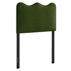 Modway - Athena Velours de performance résistant aux taches Tête de lit jumelée, Vert mousse-Velours de performance résistant aux taches