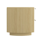 Manhattan Comfort Olivia 26.5" Modern Nightstand 2-Piece Set - Natural Oak/Gold-Perfect for Bedside Storage, Lamps or Display Items