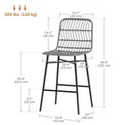 HOMCOM - Tabourets de bar hauteur comptoir en rotin avec dossier - gris charbon - paquet de 2-Les repose-pieds confortables détendent vos jambes et favorisent une bonne posture 
