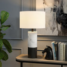 Hudson&Canal - Lampe de table Liana 61 cm de haut avec abat-jour en tissu - Marbre/Noir/Blanc-Comprend un cordon de 6 pieds avec interrupteur à prise rotative