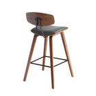 Armen Living - Fox Tabouret de Bar Moderne Mi-Siècle de 65 cm de Hauteur de Comptoir en Similicuir Gris et Bois Noyer-5