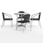 Table ronde en aluminium de 31,5 po avec 4 chaises en rotin noir, intérieur/extérieur (TLH-ALUM-32RD-020BKCHR4-GG)-6