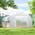 Outsunny - serre tunnel 19,5 pi x 10 pi x 7,5 pi avec grandes fenêtres en maille et 3 portes enroulables-Couches en maille empêchant l'entrée des insectes volants  
