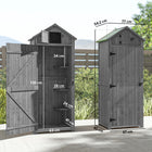 Outsunny Garden Storage Shed - 30" x 21" x 71" - Grey-3 detachable shelves to store small items and a larger area for bigger tools
