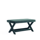 Manhattan Comfort - Abigail banc ottoman capitonné en velours vert style milieu du siècle moderne 42,12"-Ottoman moderne du milieu du siècle parfait pour le salon et la chambre à coucher
