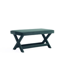 Manhattan Comfort - Abigail banc ottoman capitonné en velours vert style milieu du siècle moderne 42,12"-Ottoman moderne du milieu du siècle parfait pour le salon et la chambre à coucher