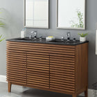 Modway Cayman 48" Double Basin Bathroom Sink - Black-8-Inch Centerset Faucet Holes