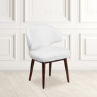 Chaise de bureau-salon-réception série Comfort Back en cuir blanc avec pattes en noyer (BT-2-WH-GG)-Patins glisseurs ajustables