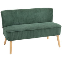 HOMCOM - Canapé loveseat 46 po avec pieds en bois - vert-Le tissu en velours côtelé doux résiste aux plis et à la déformation 