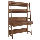 Modway Bixby 49" Office Desk - Walnut-Tiered Desk and Bookshelf