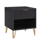Manhattan Comfort DUMBO Modern 1-Drawer Nightstand and 3-Drawer Dresser Set - Black-30 Day Limited Manufacturer's Warranty