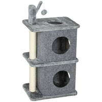 PawHut - Arbre à chat 31,5 po avec 2 condos - multi-niveaux pour chatons-Conception à plusieurs niveaux avec plates-formes et niches, idéale pour explorer et se reposer 