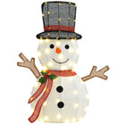 Outsunny Light Up Snowman Christmas Decoration with 56 LED Lights - White-Cute snowman with bright smile and open arms welcomes Christmas 