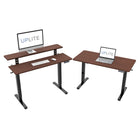 Uplite Electric Height Adjustable Standing Desk with Adjustable Shelf Desktop - Brown-All steel construction and a thick leg support system hold weights up to 110 lbs / 50kg
