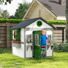 Outsunny - maisonnette de jeu extérieure en bois pour enfants ou poulailler avec porte, fenêtres, bacs à fleurs - blanc-Les fenêtres offrent une bonne ventilation et une belle vue 